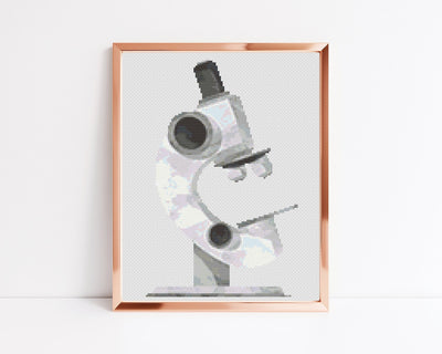 Microscope Cross Stitch Pattern, Instant Download PDF, Nursery Decor, Modern Stitch Chart, Science Decor, Cross Stitch Art, Embroidery Gift