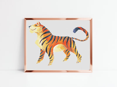 Tiger Cross Stitch Pattern, Instant Download PDF, Counted Cross Stitch, Cross Stitch Art, Embroidery Hoop, Nursery Decor, Year of the Tiger
