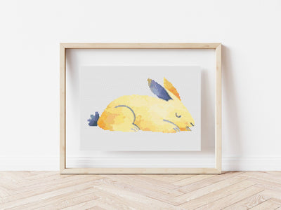 Year of the Rabbit Cross Stitch Pattern, PDF Pattern, Counted Cross Stitch, Modern Stitch Chart, Boho Decor, Nursery Room Decor, Embroidery