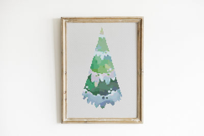 Snow Tree Cross Stitch Pattern #1724, Instant Download PDF, Aesthetic Room Decor, Modern Stitch Chart, Boho Home Decor, Embroidery Pattern