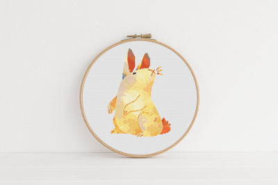 Rabbit Cross Stitch Pattern, PDF Pattern, Counted Cross Stitch, Modern Stitch Art, Boho Home Decor, Nursery Room Decor, Embroidery Pattern