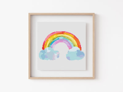 Rainbow Cross Stitch Pattern, PDF Pattern, Nursery Decor, Kids Cross Stitch, Cross Stitch Art, Embroidery Pattern, Boho Home Decor, Chart