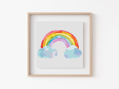 Rainbow Cross Stitch Pattern, PDF Pattern, Nursery Decor, Kids Cross Stitch, Cross Stitch Art, Embroidery Pattern, Boho Home Decor, Chart