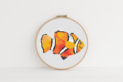 Clown Fish Cross Stitch Pattern, Instant Download PDF, Counted Cross Stitch, Cross Stitch Art, Embroidery Hoop, Nursery Wall Art, Boho Decor