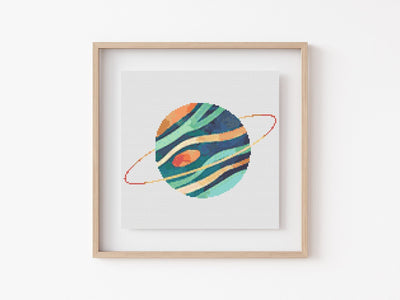 Planet Cross Stitch Pattern, PDF Pattern, Modern Cross Stitch, Embroidery Pattern, Nursery Decor Art, Science Design, Aesthetic Room Decor