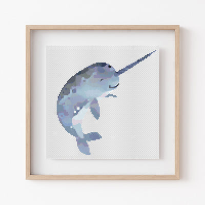 Narwhal Cross Stitch Pattern, Instant Download PDF, Counted Cross Stitch Art, Embroidery Pattern, Nursery Wall Art, Boho Home Decor, Ocean