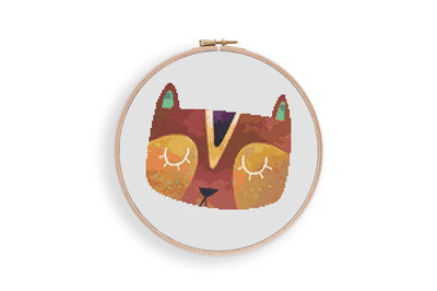 Boho Cat Cross Stitch Pattern, PDF Pattern, Nursery Decor, Modern Stitch Chart, Cross Stitch Art, Embroidery Art, Adult Cross Stitch