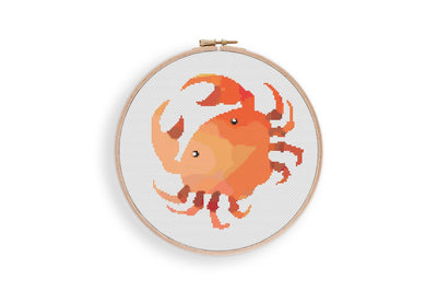Crab Cross Stitch Pattern, Instant Download PDF, Counted Cross Stitch, Cross Stitch Art, Embroidery Hoop, Nursery Wall Art, Boho Decor