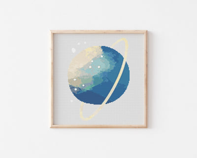 Planet Cross Stitch Pattern, PDF Pattern, Modern Cross Stitch, Embroidery Pattern, Nursery Decor Art, Science Design, Aesthetic Room Decor