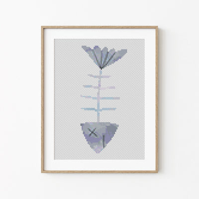 Fish Bone Cross Stitch Pattern, PDF Pattern, Nursery Room Decor, Modern Chart, Boho Decor, Cross Stitch Art, Embroidery Pattern, Kids Art