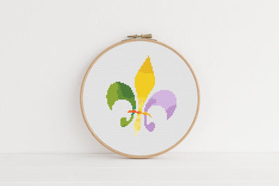 Fleur de Lis Cross Stitch Pattern, PDF Pattern, Counted Cross Stitch Art, Boho Home Decor, Embroidery Art, Nursery Wall Decor, Mardis Gras