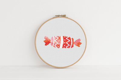 Red Candy Cross Stitch Pattern, Instant Download PDF, Easy Stitch Pattern, Modern Stitch Chart, Boho Cross Stitch, Christmas Wall Decor