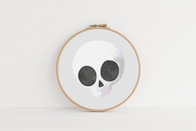 Skull Cross Stitch Pattern, Instant Download PDF, Nursery Wall Decor, Modern Chart Tutorial, Kids Pattern, Cross Stitch Art, Halloween Decor