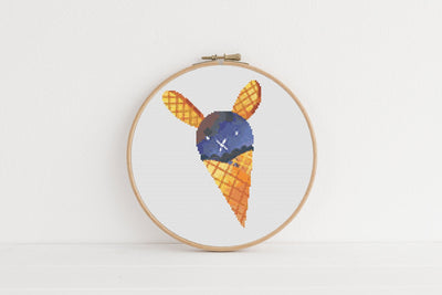 Ice Cream Cross Stitch Pattern, Download PDF Pattern, Counted Cross Stitch, Modern Stitch Chart, Embroidery Kit, Food Nursery Wall Decor,