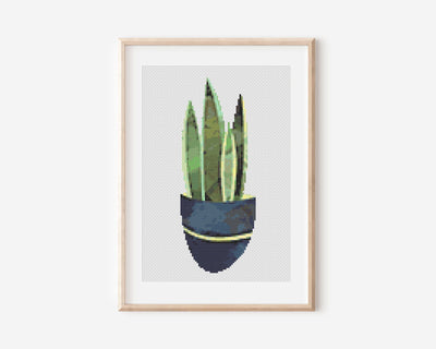 Snake Plant Cross Stitch Pattern, Instant PDF Pattern, Nursery Wall Decor, Modern Stitch Chart, Cross Stitch Art, Embroidery Nature Decor