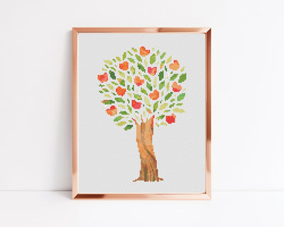 Tree Cross Stitch Pattern, Instant PDF Pattern, Nursery Wall Decor, Cross Stitch Art, Embroidery Pattern, Boho Home Decor, Counted Stitch