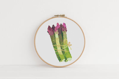 Asparagus Cross Stitch Pattern, Download PDF Pattern, Counted Cross Stitch Art, Modern Stitch Chart, Embroidery Pattern, Nursery Wall Decor,