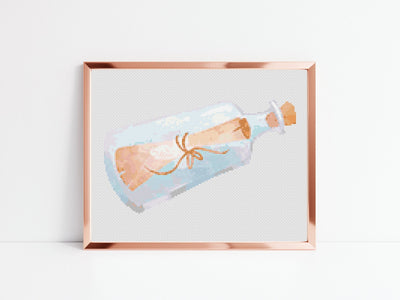 Message in a Bottle Cross Stitch Pattern, Instant Download PDF, Counted Cross Stitch, Cross Stitch Art, Embroidery Pattern, Nursery Decor