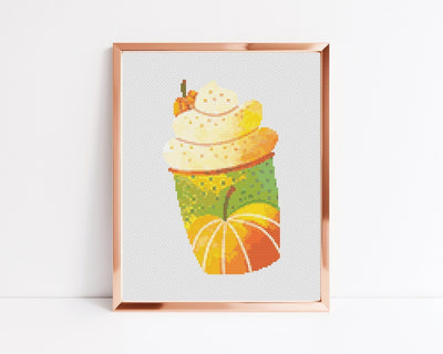 Pumpkin Spice Cross Stitch Pattern, Download PDF Pattern, Cross Stitch Art, Modern Stitch Chart, Embroidery Pattern, Nursery Wall Decor,