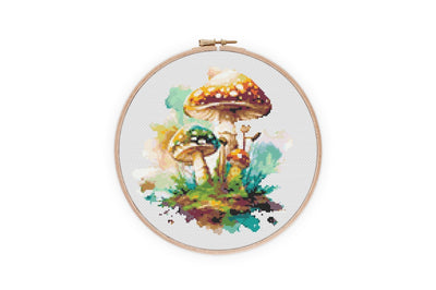 Mushroom Cross Stitch Pattern, Pattern Download, Modern Stitch Pattern, Cross Stitch, Embroidery Design, Cross Stitch Art, Gift for Sister