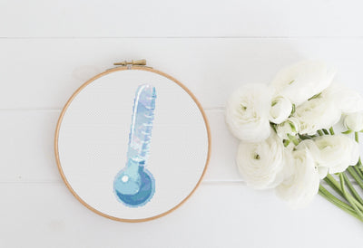 Cold Thermometer Cross Stitch Pattern, Instant Download PDF, Counted Cross Stitch, Cross Stitch Art, Embroidery Hoop, Nursery Room Decor