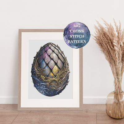 Dragon Egg Full Coverage Cross Stitch Pattern, Instant Download PDF, Counted Cross Stitch, Modern Stitch Chart, Embroidery Art, Room Decor