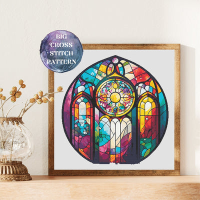 Stained Window Full Coverage Cross Stitch Pattern, Instant Download PDF, Counted Cross Stitch, Modern Cross Stitch Art, Embroidery Design