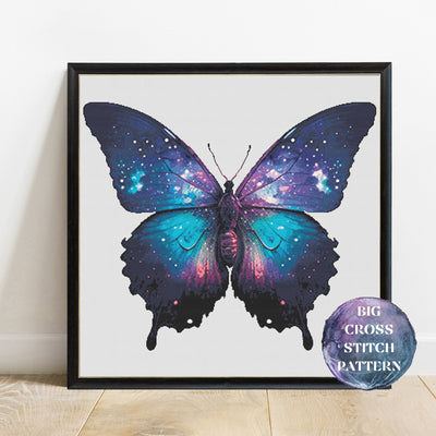Galaxy Butterfly Full Coverage Cross Stitch Pattern, Instant Download PDF, Counted Cross Stitch, Modern Stitch Chart, Embroidery Art, Magic