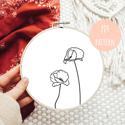 Hand Embroidery Pattern, Floral Embroidery, Modern Hoop Design, PDF Embroidery Art, Beginner Pattern, Boho Wall Art, Hoop Embroidery Decor