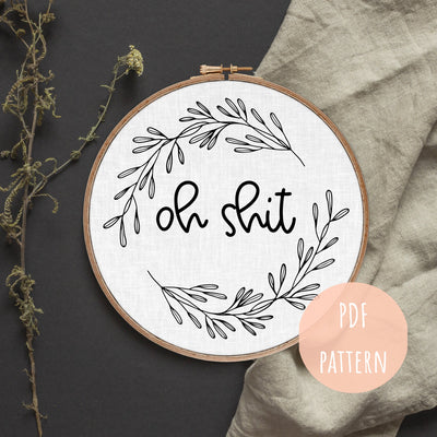 PDF Embroidery Pattern, Rude Embroidery,  Modern Hoop Design, Hand Embroidery Art, Beginner Pattern, Boho Wall Art, Hoop Embroidery Decor