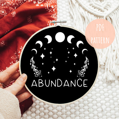 PDF Embroidery Pattern, Celestial Abundance, Modern Hoop Design, Hand Embroidery Art, Beginner Pattern, Boho Wall Art, Hoop Embroidery Decor