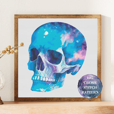 Galaxy Skull Full Coverage Cross Stitch Pattern, Instant Download PDF, Counted Cross Stitch, Modern Stitch Chart, Embroidery Art, Wall Decor